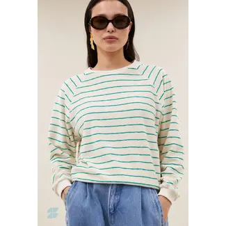 BY-BAR Bonne Slub Sweater Green Lake Stripe