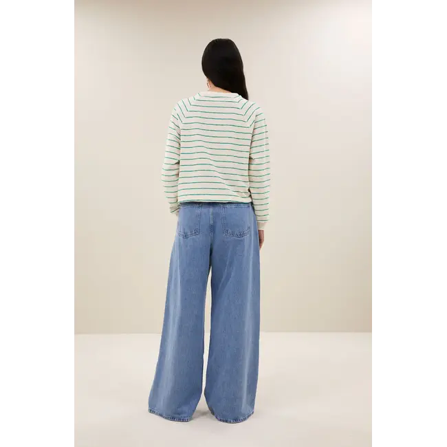 Bonne Slub Sweater Green Lake Stripe