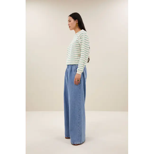 Bonne Slub Sweater Green Lake Stripe