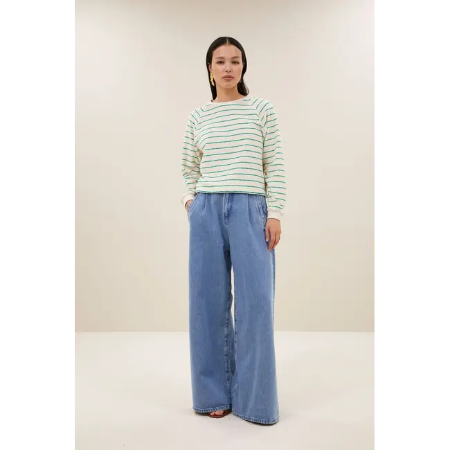 Bonne Slub Sweater Green Lake Stripe