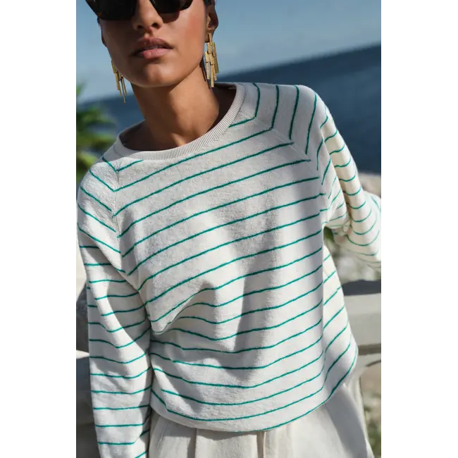Bonne Slub Sweater Green Lake Stripe