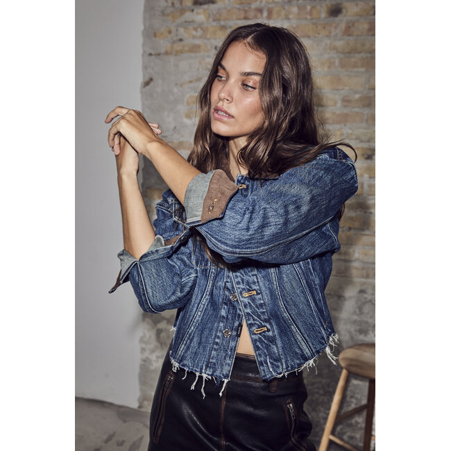 Denize Crop Denim Jacket Denim Blue