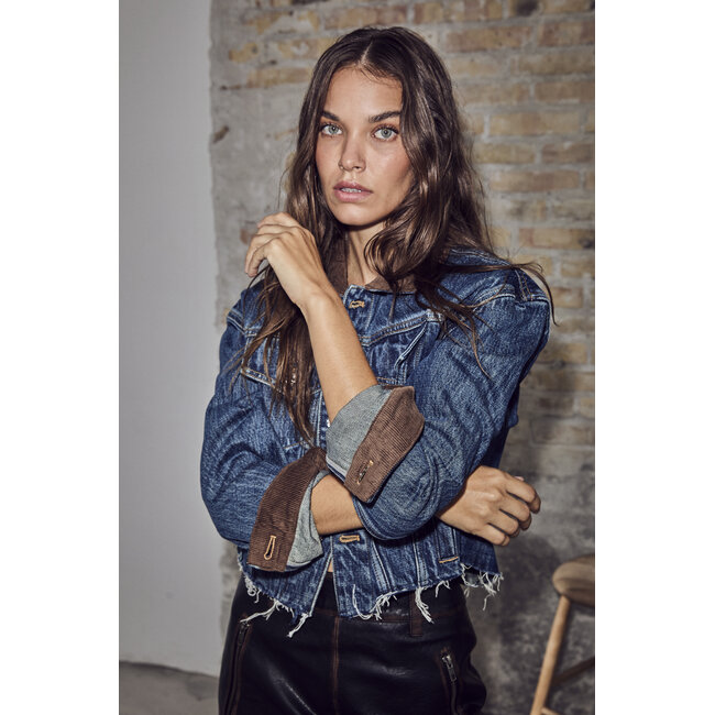 Denize Crop Denim Jacket Denim Blue