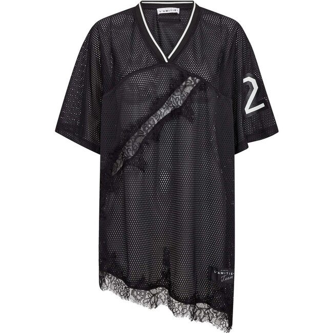 Drift Asym Lace Tee Black