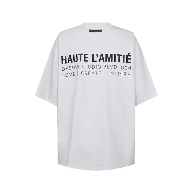 Back Logo Loose Tee White/Black Print