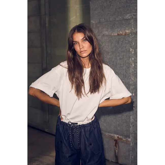 Back Logo Loose Tee White/Black Print