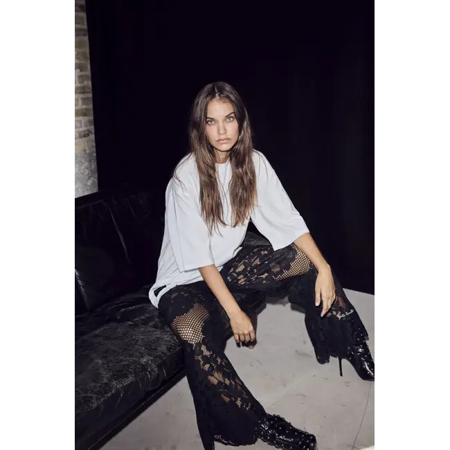 Back Logo Loose Tee White/Black Print