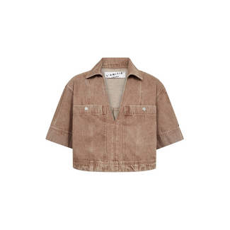 HAUTE L'AMITIÉ Drew Denim Top Camel