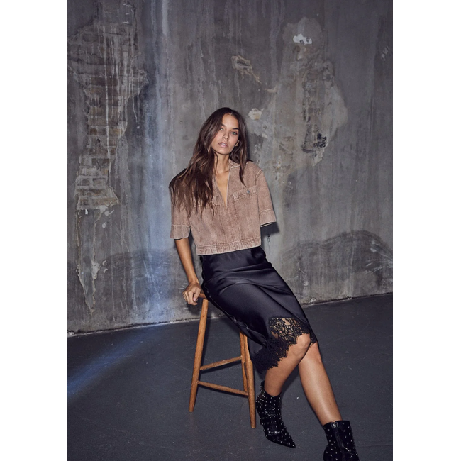 Drew Denim Top Camel