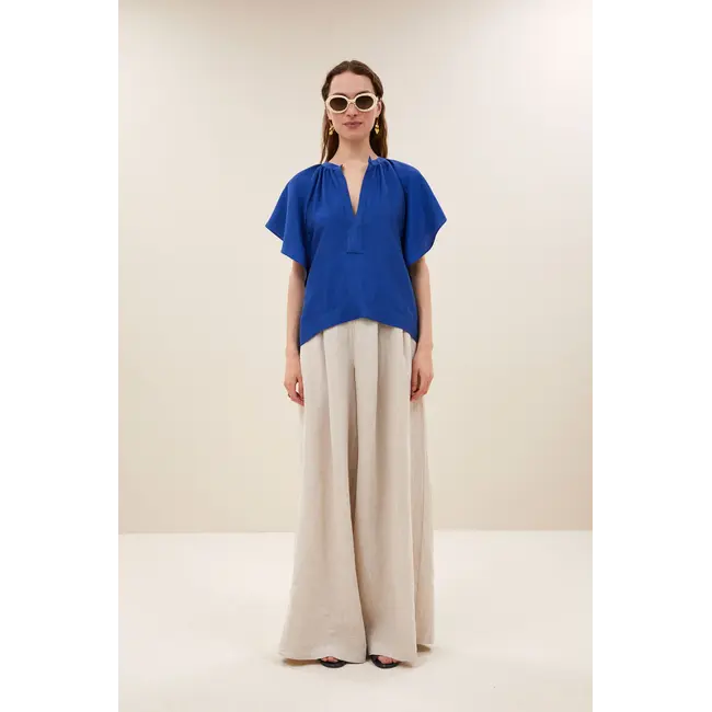 Vina Gloss Blouse Kingsblue