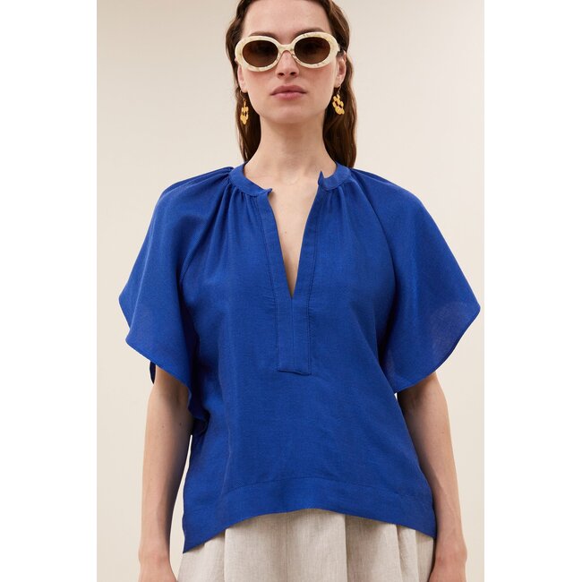 Vina Gloss Blouse Kingsblue