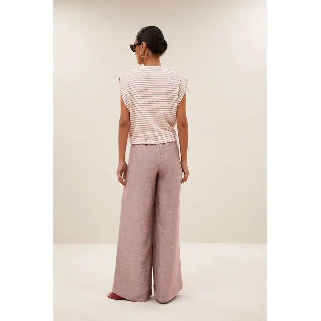 Diede Heavy Jersey Stripe Top Sunset Rose Stripe