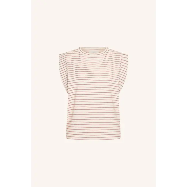 Diede Heavy Jersey Stripe Top Sunset Rose Stripe