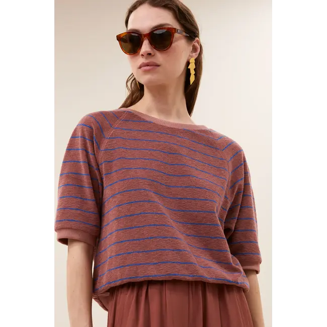 Neva Slub Stripe Top Withered Rose Stripe