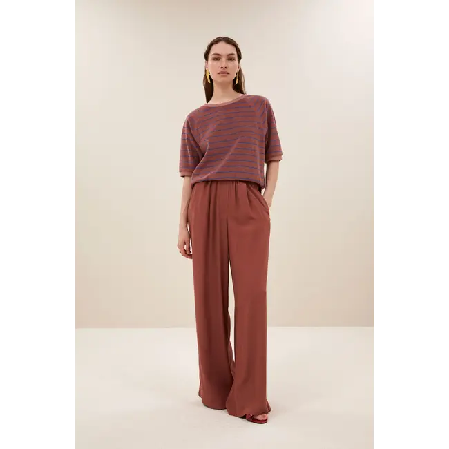 Neva Slub Stripe Top Withered Rose Stripe