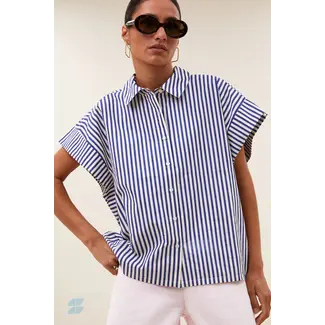 BY-BAR Pixie Blue Stripe Blouse Dark Blue Stripe