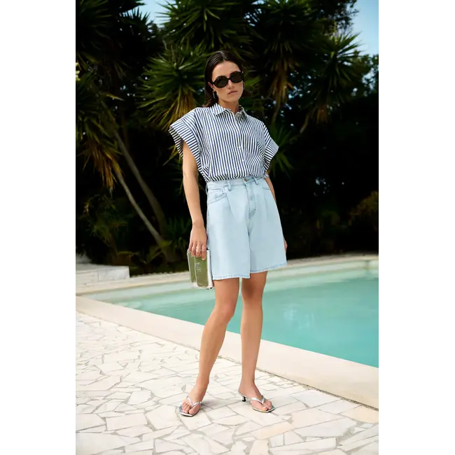 Pixie Blue Stripe Blouse Dark Blue Stripe