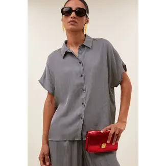 BY-BAR Barley Silky Stripe Blouse Jet Black Stripe