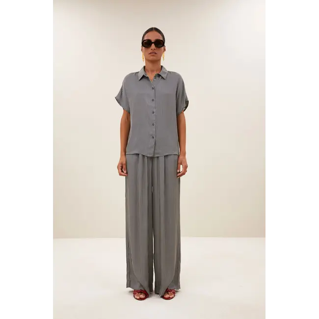 Barley Silky Stripe Blouse Jet Black Stripe