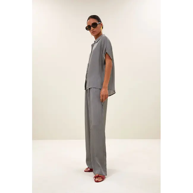 Barley Silky Stripe Blouse Jet Black Stripe