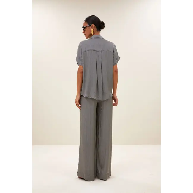 Barley Silky Stripe Blouse Jet Black Stripe