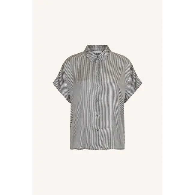 Barley Silky Stripe Blouse Jet Black Stripe