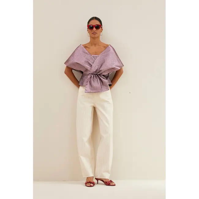 Simone Metallic Top Dusty Lilac