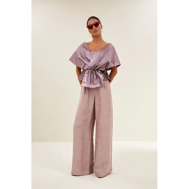 Simone Metallic Top Dusty Lilac