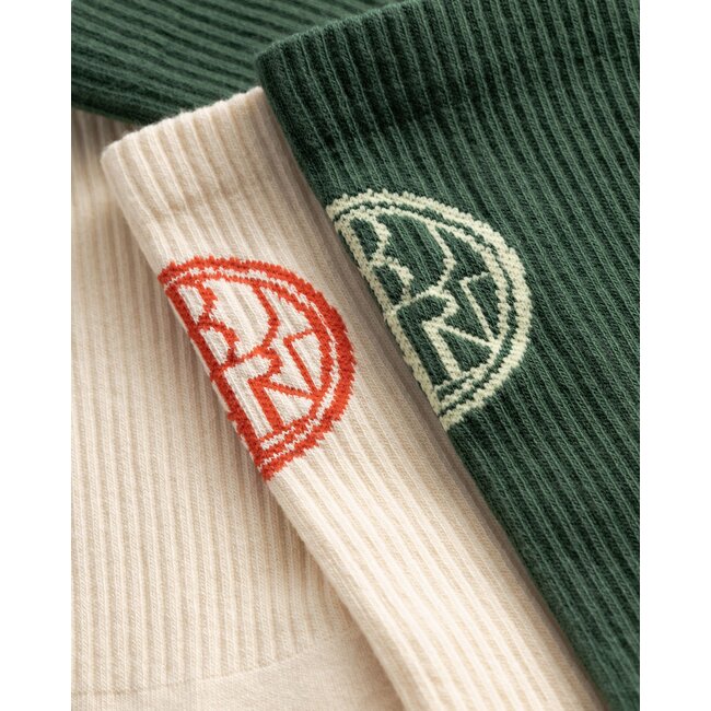 WBTennis Stamp Socks 2 pack Pine Green-Off White