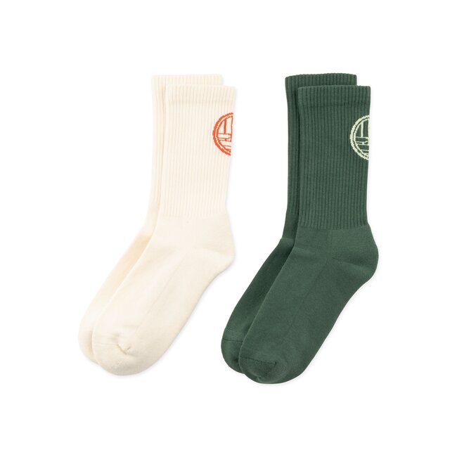 WBTennis Stamp Socks 2 pack Pine Green-Off White