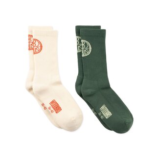 Woodbird WBTennis Stamp Sokken 2 pack Pine Green-Off White
