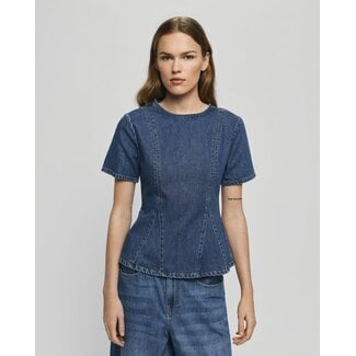 MSCH Copenhagen MSCHTurig Alena SS Top Mid Blue Wash Blue