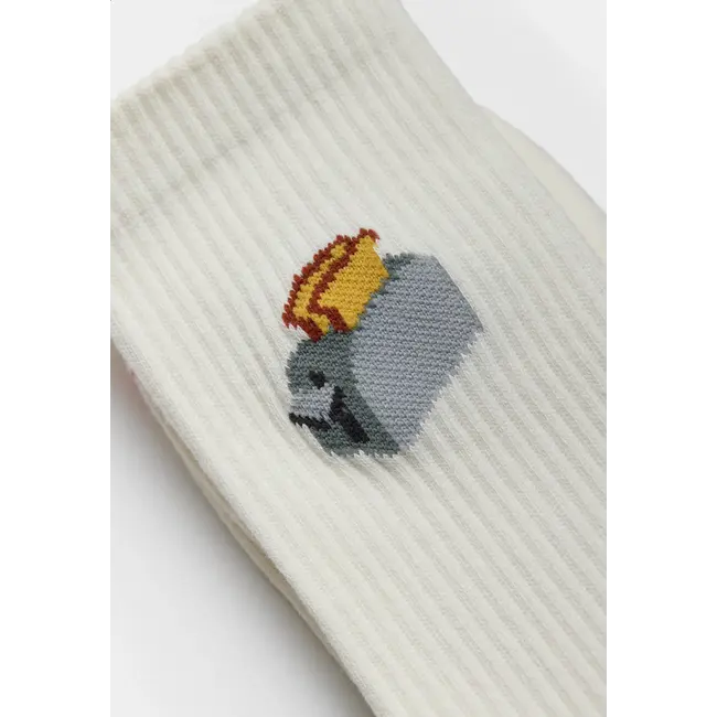 Jaquard Crew Sock White TOA