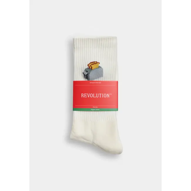 Jaquard Crew Sock White TOA
