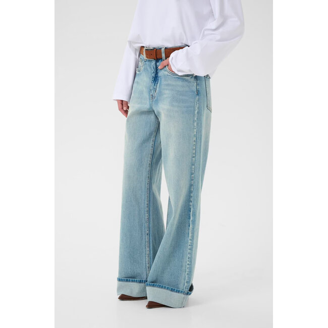 Gzsara HW Wide Jeans Washed Blue