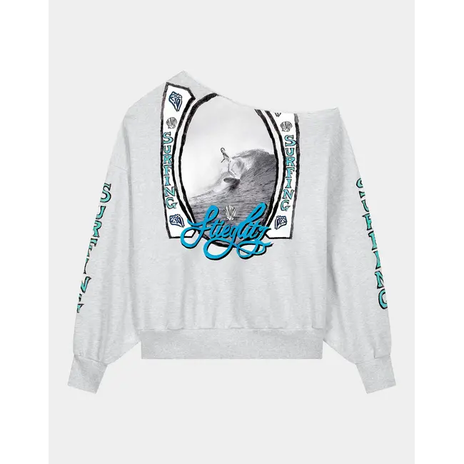 Winny Off-Shoulder Oversized Sweater Melange Grey