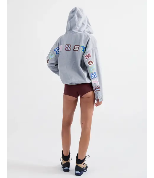 Stieglitz Ado Zipped Denim Hoodie Grey