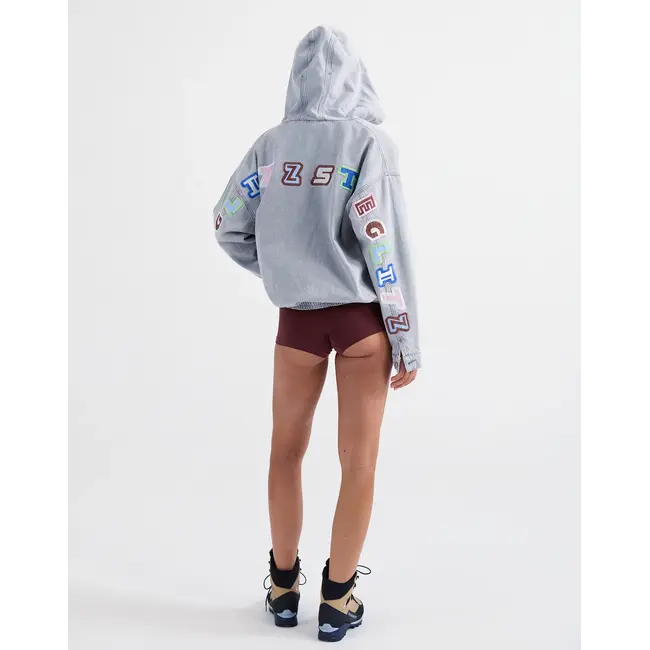 Ado Zipped Denim Hoodie Grey