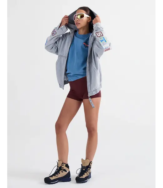 Stieglitz Ado Zipped Denim Hoodie Grey