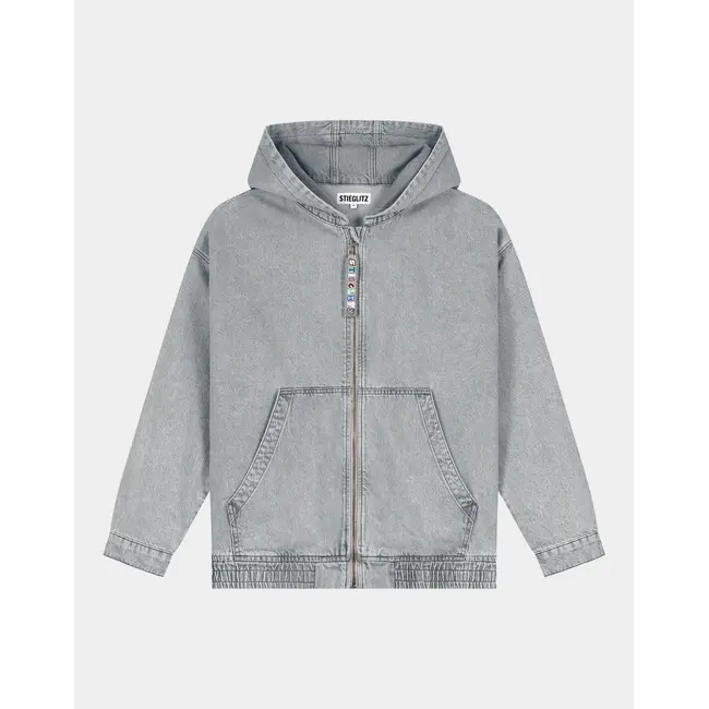 Ado Zipped Denim Hoodie Grey
