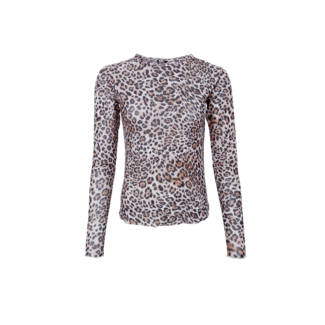 Black Colour BCANNIE shimmer mesh top Leopard