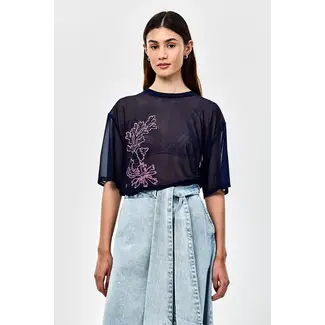 CKS Transparante top donkerblauw