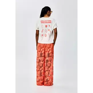 CKS T-shirt met backprint wit/koraal