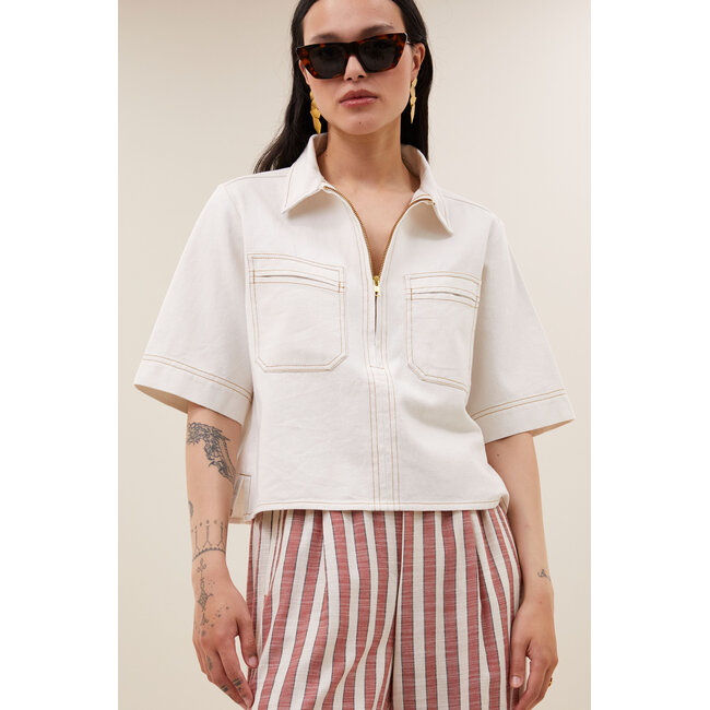 Philipe Twill Top Cloud White