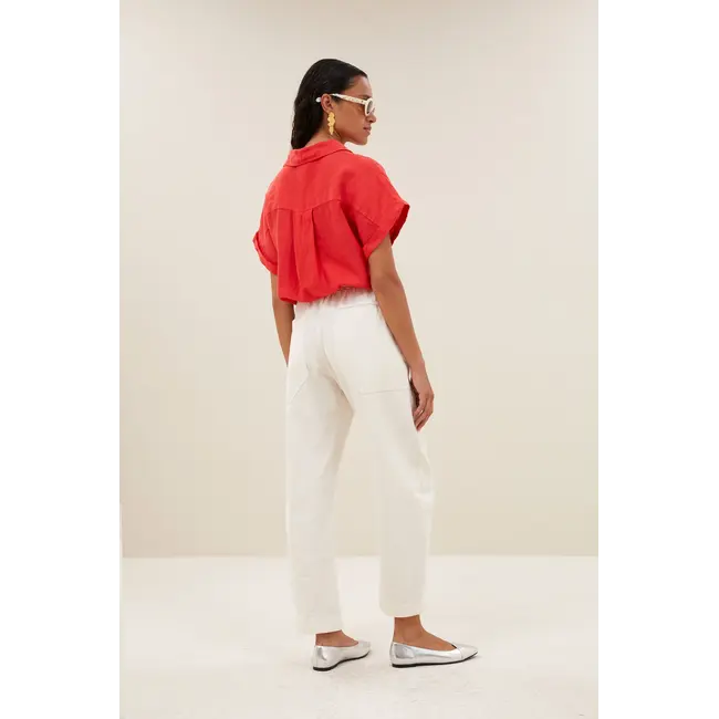 Rose Linen Blouse Lipstick