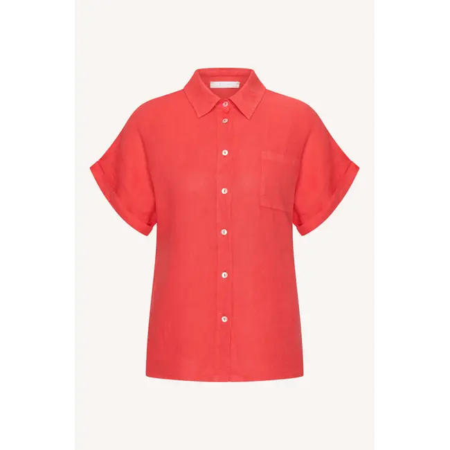 Rose Linen Blouse Lipstick