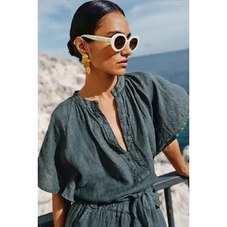 BY-BAR Vina Linen Blouse Charcoal