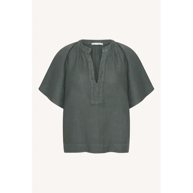 Vina Linen Blouse Charcoal