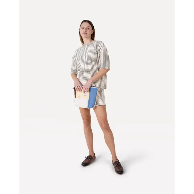 Romane towelling shorts Off white black pins