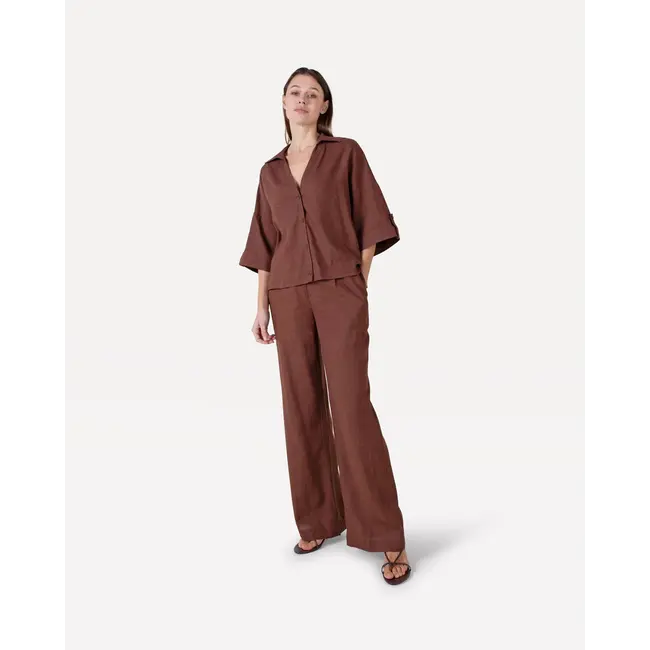 Maddy linnen pants Chocolate fondant